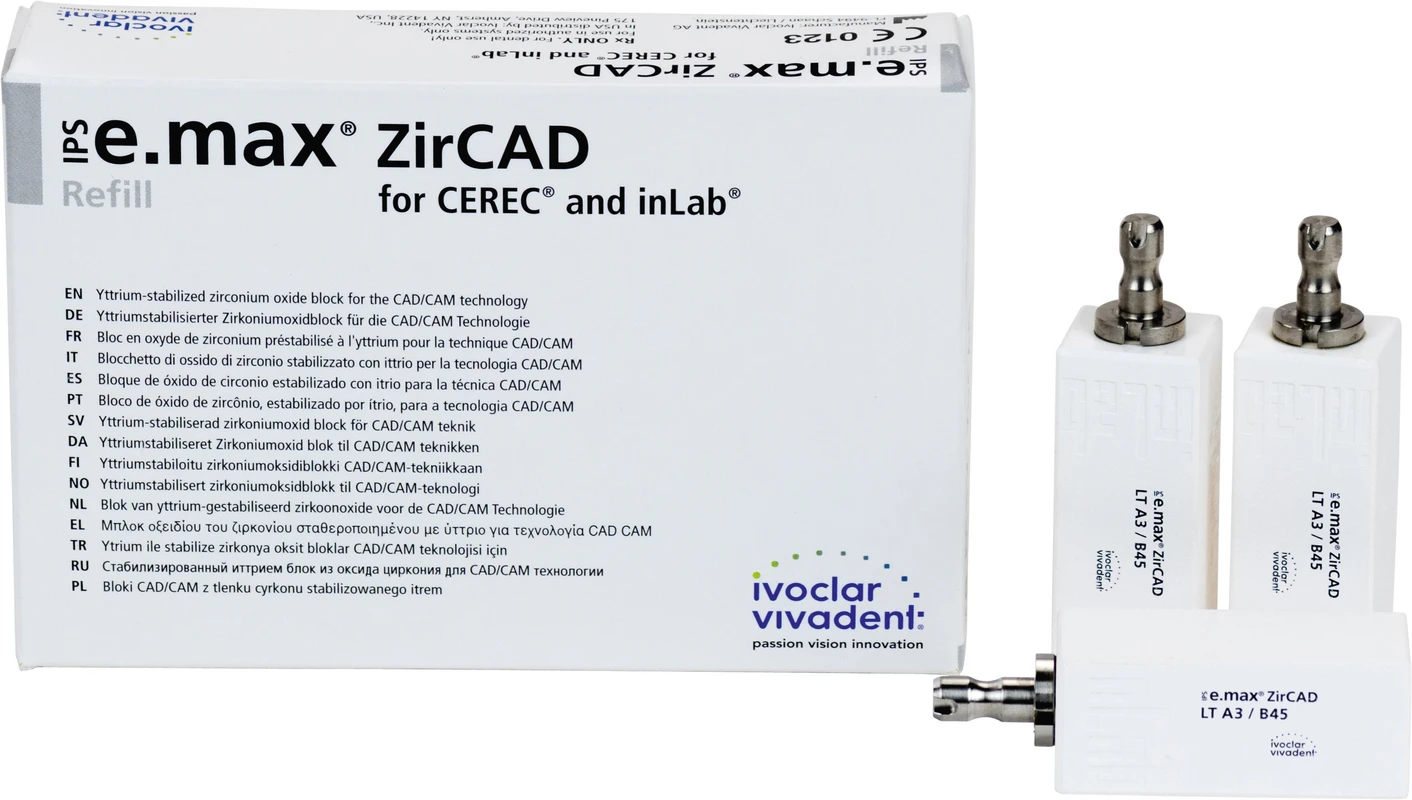 IPS e.max ZirCAD for CEREC/Inlab Packung 3 Stück LT A3 B45