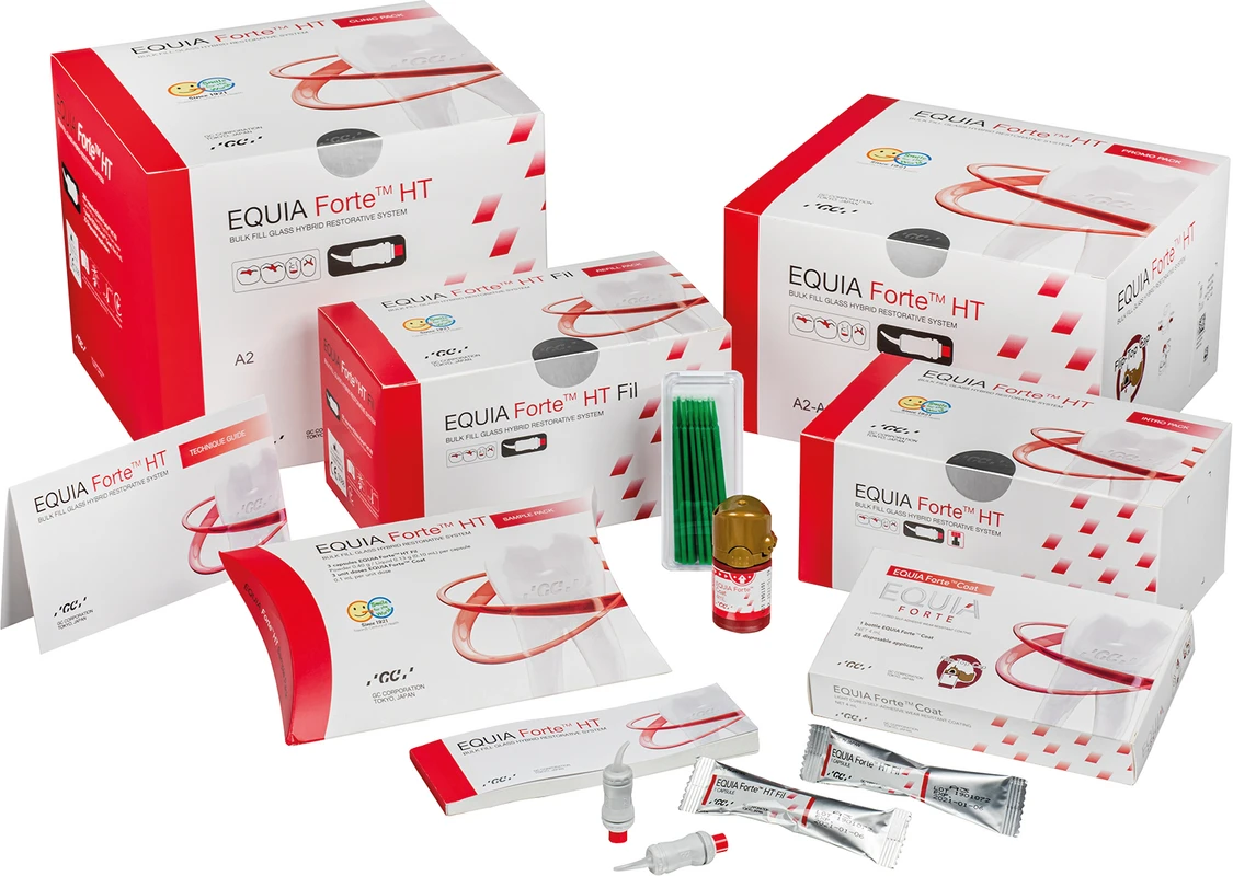 GC EQUIA Forte™ HT Promopackung 100 Kapseln A2-A3, 4 ml FlipCap Coat GC EQUIA Forte™ HT GC