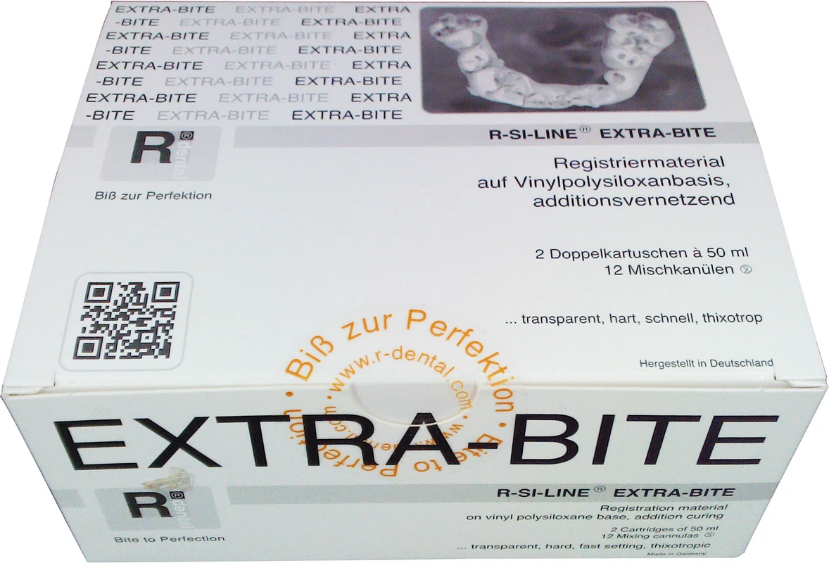 R-SI-LINE® EXTRA-BITE Packung 2 x 50 ml Doppelkartusche durchscheinend,12 Mischkanülen SXN