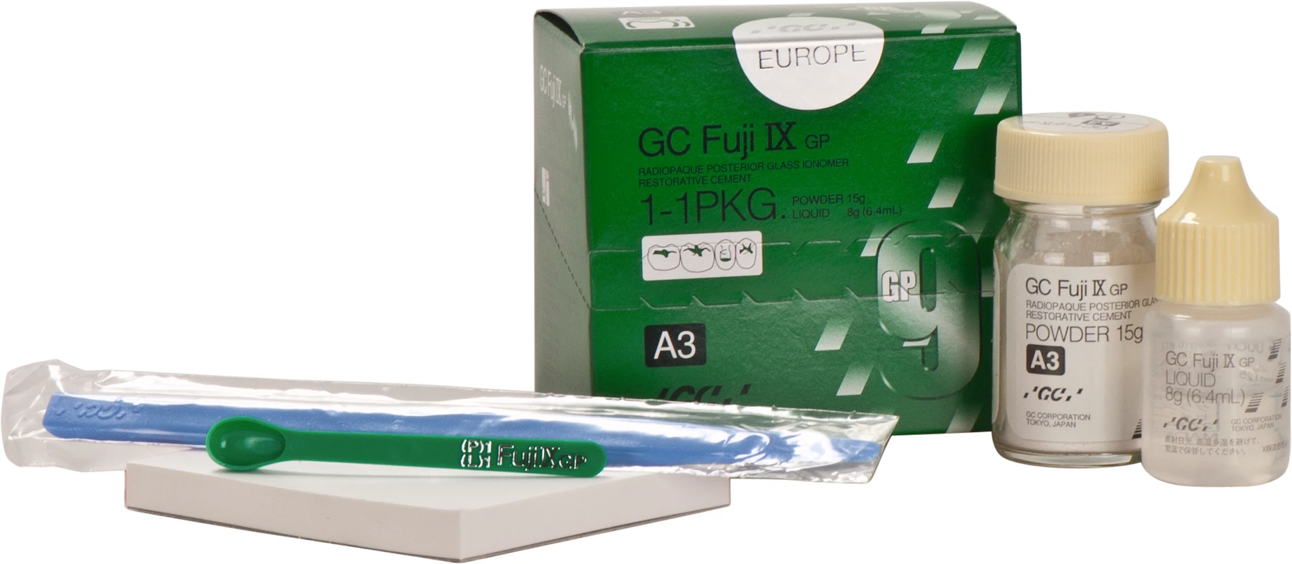 GC Fuji® IX GP Einführungspackung 15 g Pulver A3, 6,4 ml Flüssigkeit, Zubehör