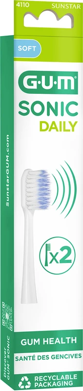 GUM Sonic Daily Ersatzbürsten Packung 2 Stück weiß