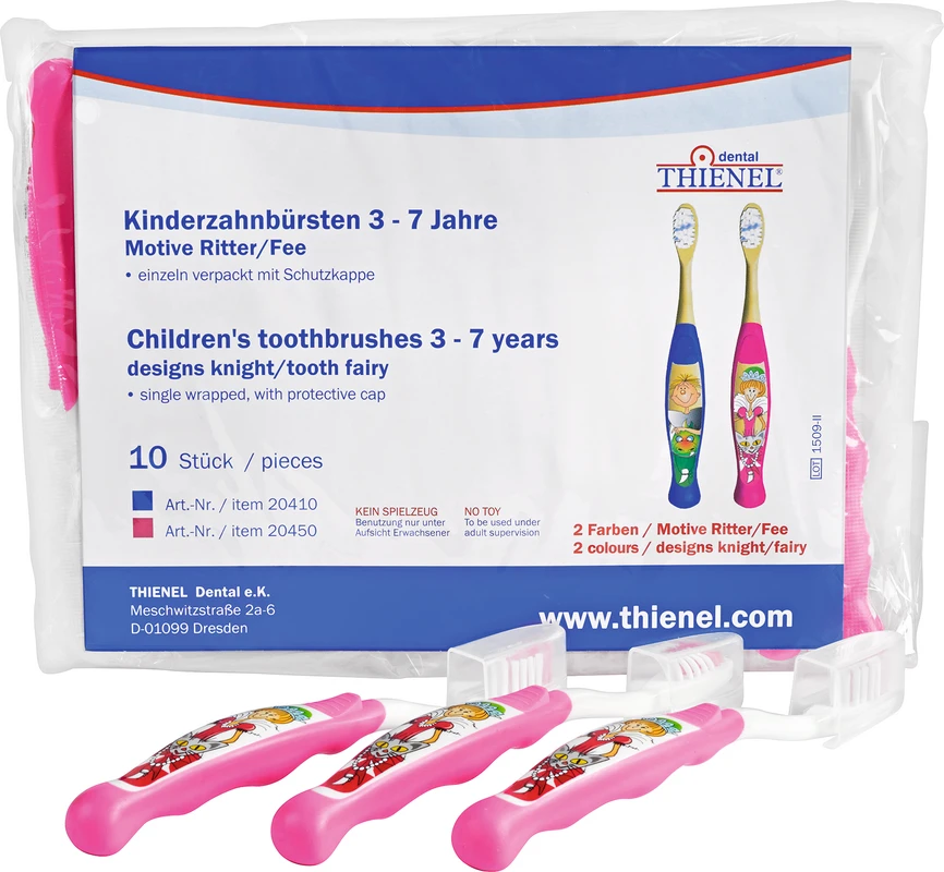 Kinderzahnbürsten mit Motiv Packung 10 Stück Zahnfee, pink