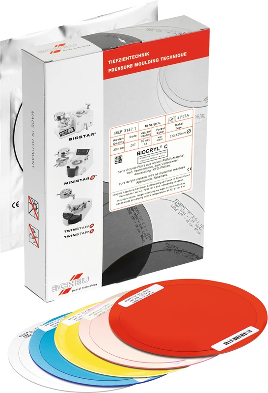 BIOCRYL® C Packung 10 Stück blau, Ø 125 mm, Stärke 2 mm BIOCRYL® C SCHEU-DENTAL