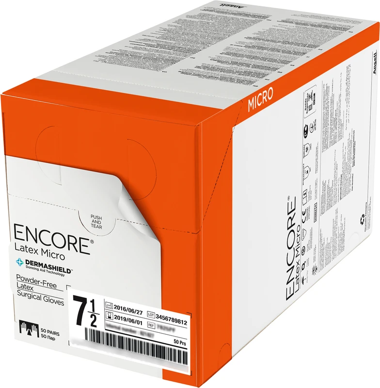 ENCORE® Latex Micro Packung 50 Paar puderfrei, braun, Größe 8