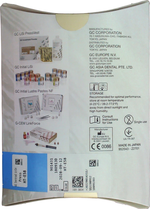 GC Initial™ LiSi Press Packung 5 x 3 g Rohling E58 HT