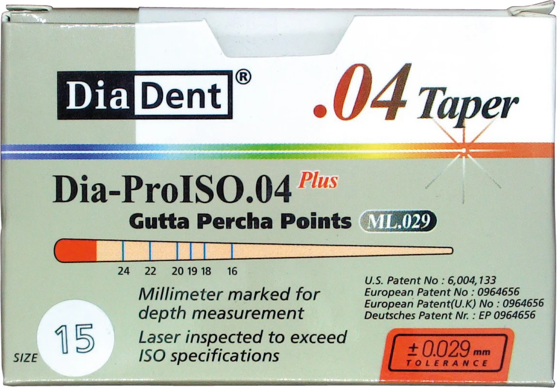 DiaDent® Dia-Pro Guttaperchaspitzen Packung 60 Stück Taper.04, ISO 015