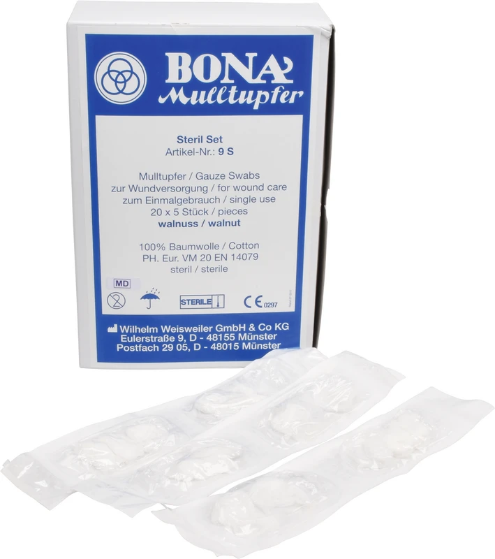 Mulltupfer Steril Set Steril Set 20 x 5 Stück Pflaume