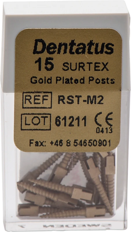 Classic Surtex vergoldete Wurzelstifte Packung 15 Stück 9,3 mm, Ø 1,2 mm, Größe 2