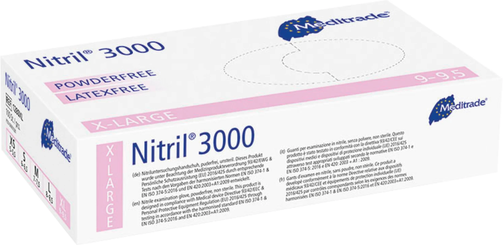 Nitril® 3000 Packung 100 Stück puderfrei, weiß, XL