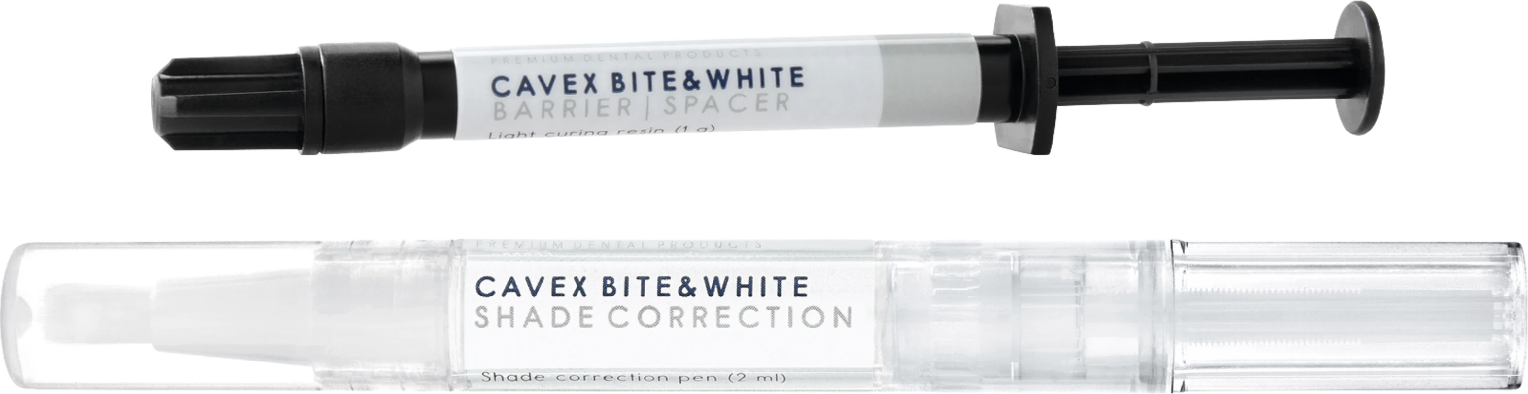 CAVEX Bite&White Shade Correction Starter Pack 2 x 2 ml Pen, 1 g Spritze, 5 Application Tips
