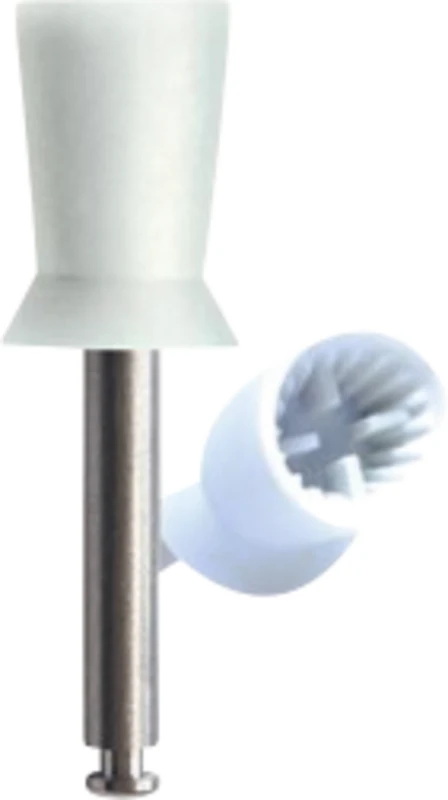 Prophylaxepolierer Eco Packung 100 Stück weiß mit Metallschaft, latexfrei, 4 Lamellen, gerippt, RA Prophylaxepolierer Eco PRODENT