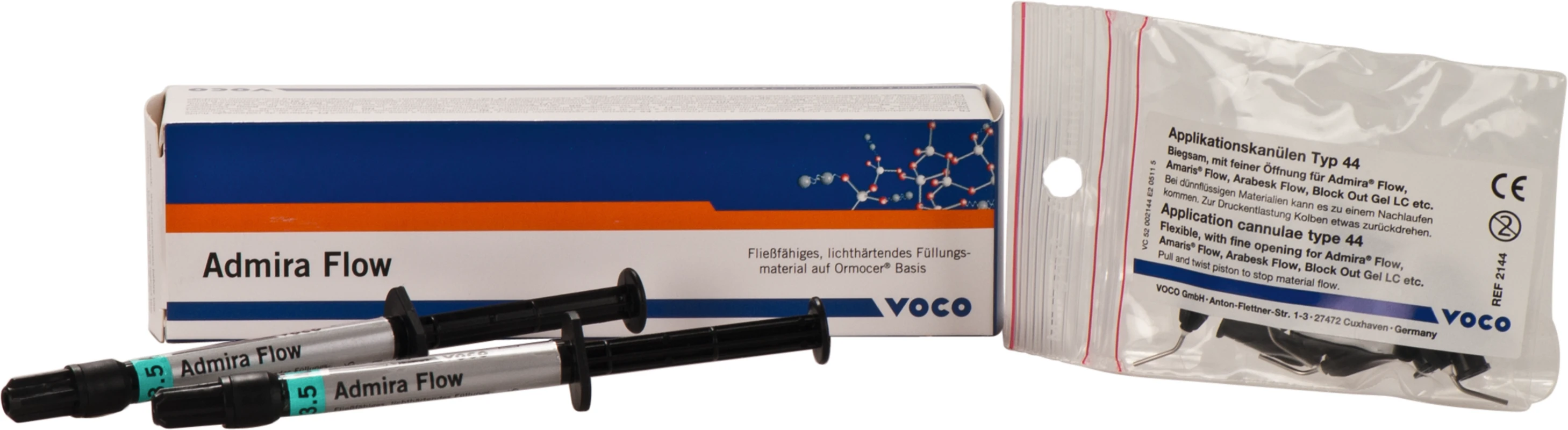 Admira® Flow Packung 2 x 1,8 g Spritze A3,5, Applikationskanülen Typ 44 Admira® Flow VOCO