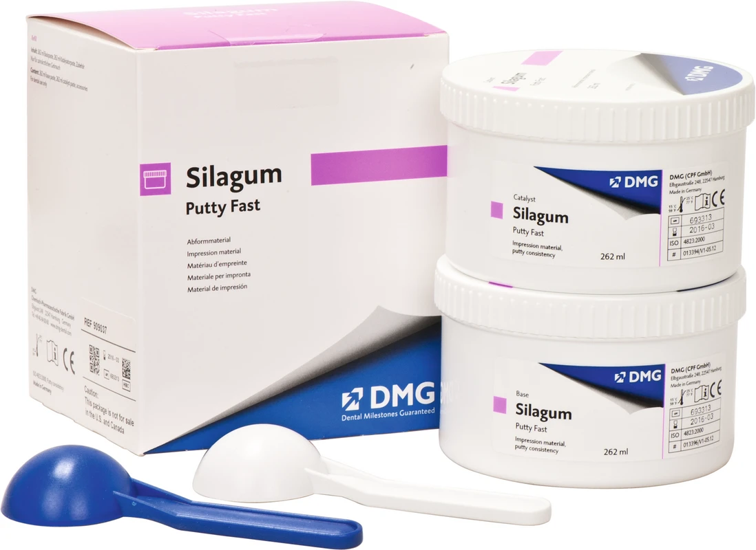 Silagum Putty Vorteilspackung 4 x 262 ml Basispaste, 4 x 262 ml Katalysatorpaste, Fast Silagum Putty DMG