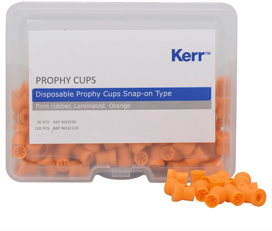 Farbige Prophy Cups Packung 120 Stück orange lamellenförmig, hartes Gummi, Snap-On