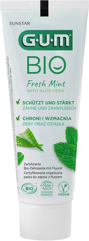 GUM® BIO Zahnpasta Tube 75 ml Bio-Pfefferminze + Aloe Vera