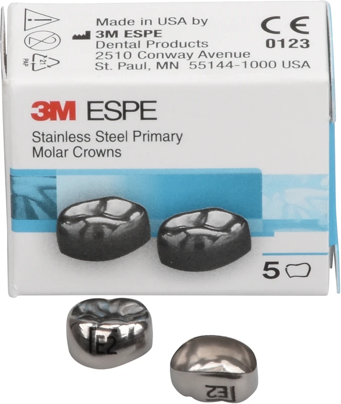 Edelstahlkronen Packung 5 Stück E-LL-2, für Milchmolaren