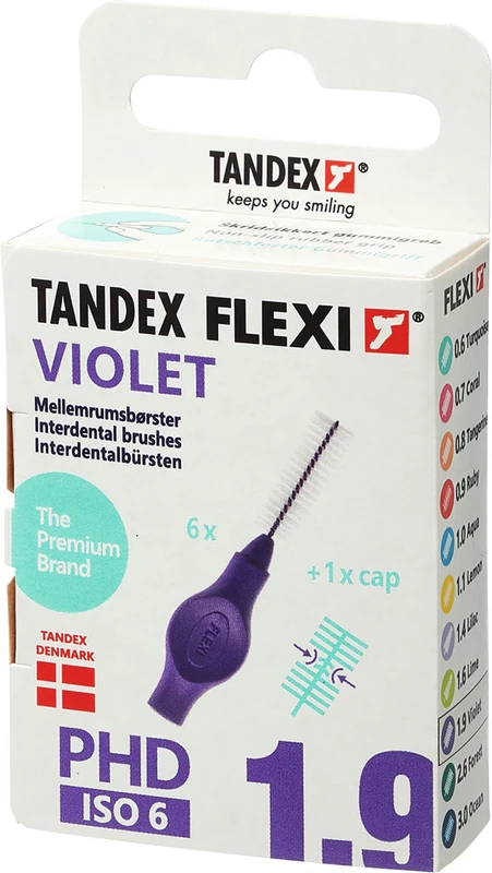 FLEXI® Interdentalbürsten PHD Packung 6 Stück violet, PHD 1.9 (Ø 1,2 mm), ISO 6