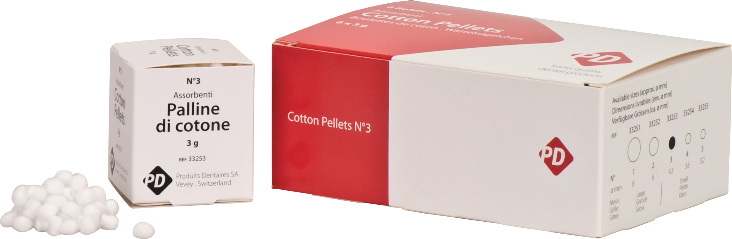 PD Wattekügelchen Packung 6 x 3 g Ø 4,3 mm, Größe 3