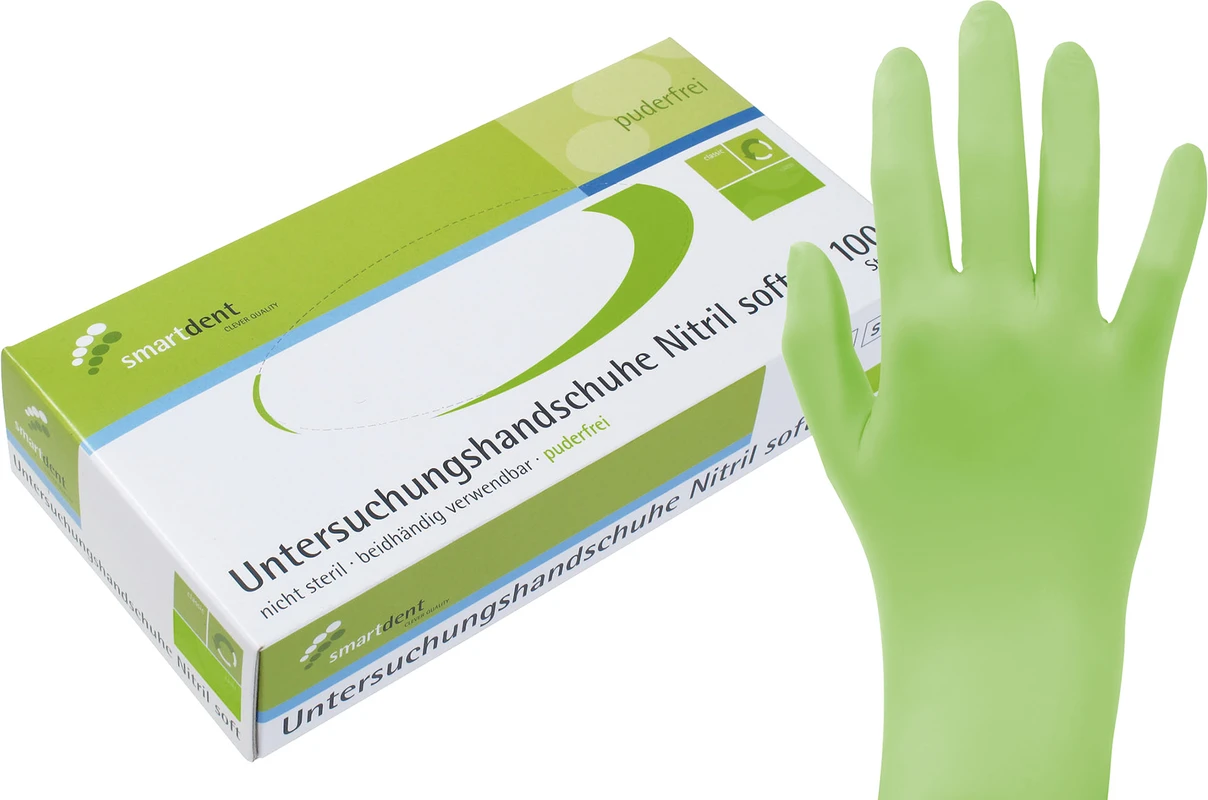 smart Nitrilhandschuhe Soft PF Packung 100 Stück puderfrei, grün, XS