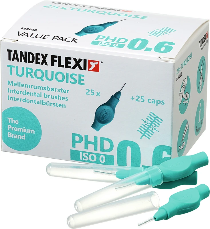 FLEXI® Interdentalbürsten PHD Value Pack 25 Stück turquoise, PHD 0.6 (Ø 0,35 mm), ISO 0