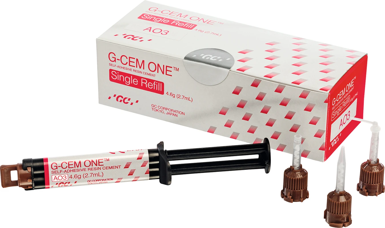 GC G-CEM ONE™ Nachfüllpackung Single 4,6 g Spritze AO3, 8 GC Automix Tips regular, 2 GC Automix Endo Tips GC G-CEM ONE™ GC