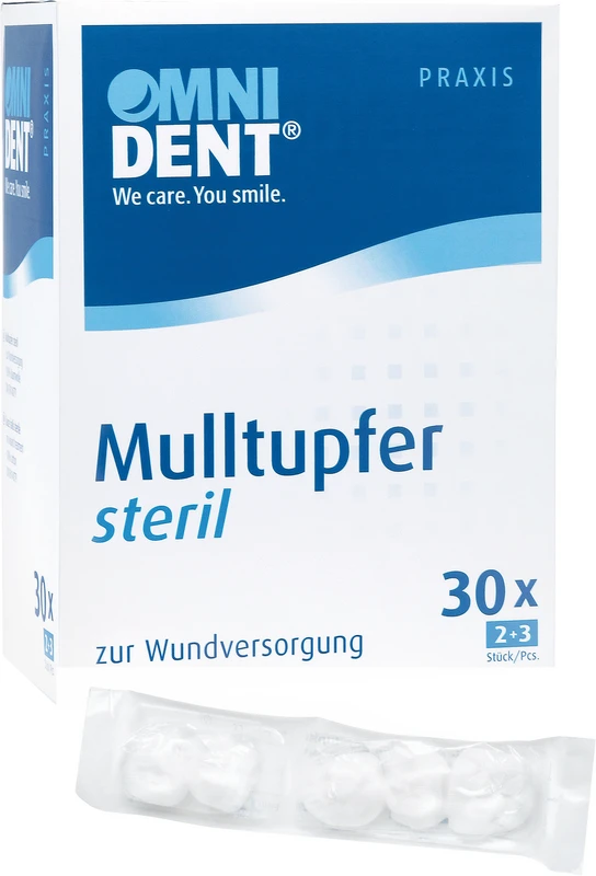 Omni Mulltupfer steril Packung 30 Stück Erbse