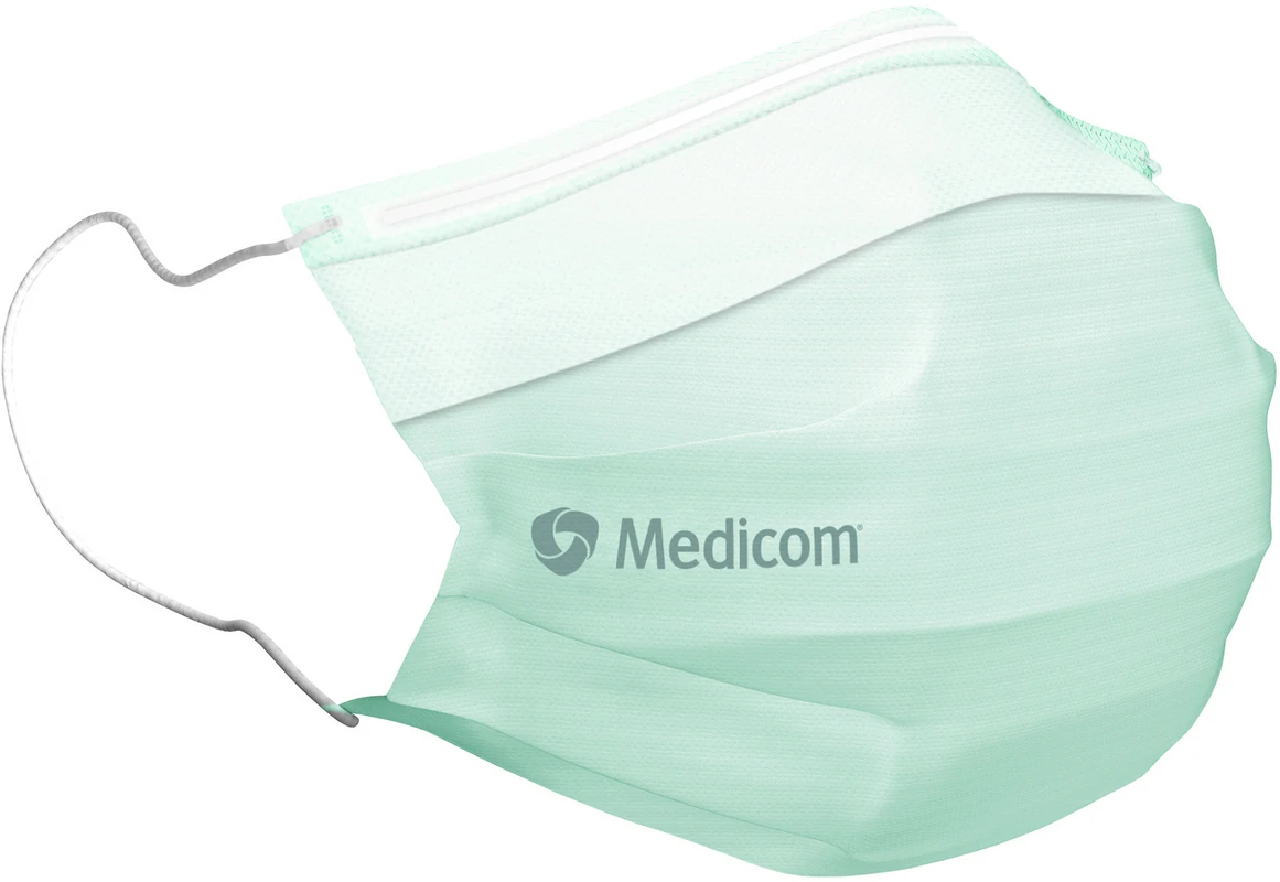 Medicom® SafeMask® SofSkin® fog-free medizinischer Mundschutz Packung 50 Stück grün, mit Ohrschlaufe