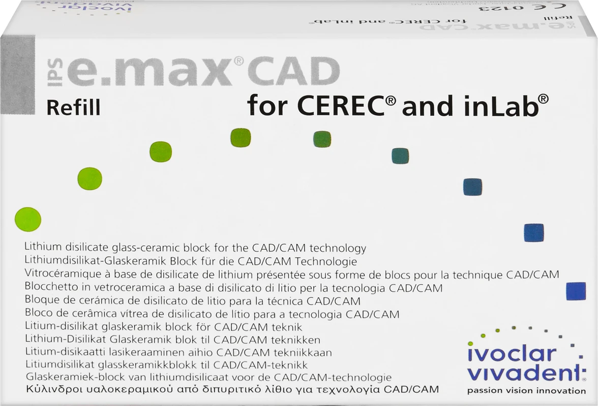 IPS e.max CAD for CEREC/inLab Packung 5 Stück Gr. A14 L, A1 LT
