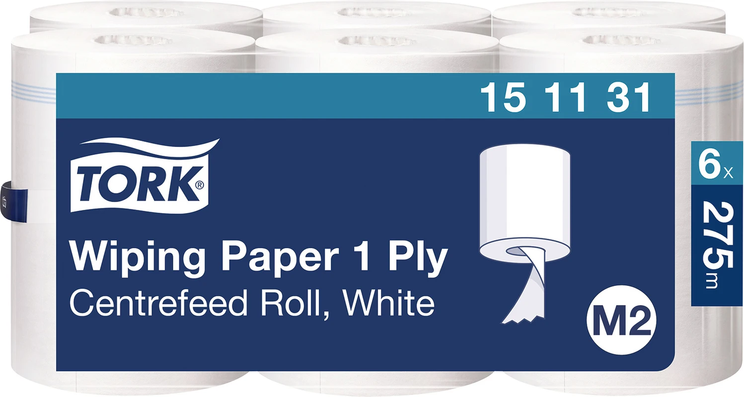 TORK® Mehrzweck Papierwischtücher M1/M2 System Karton 6 Rollen 1-lagig, 120 m x 21,5 cm, weiß