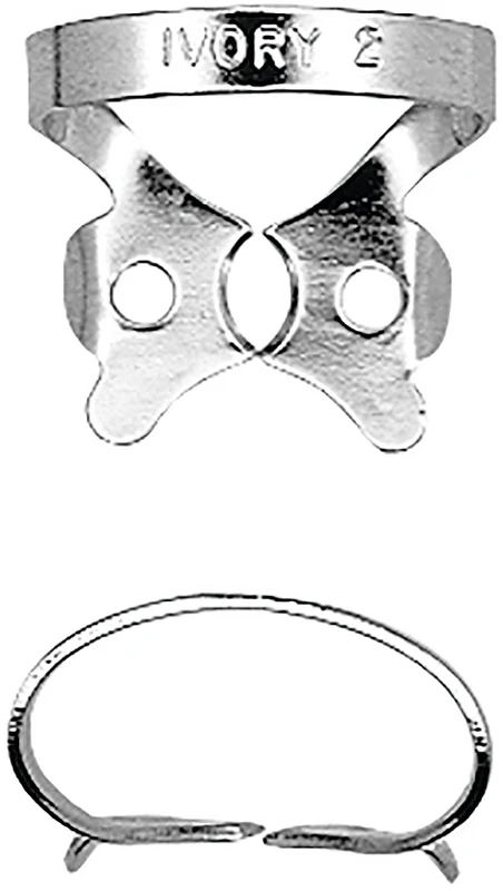 Ivory® Rubber Dam Clamps Stück Form 2, wie Klammer 1, jedoch mit flachen Backen