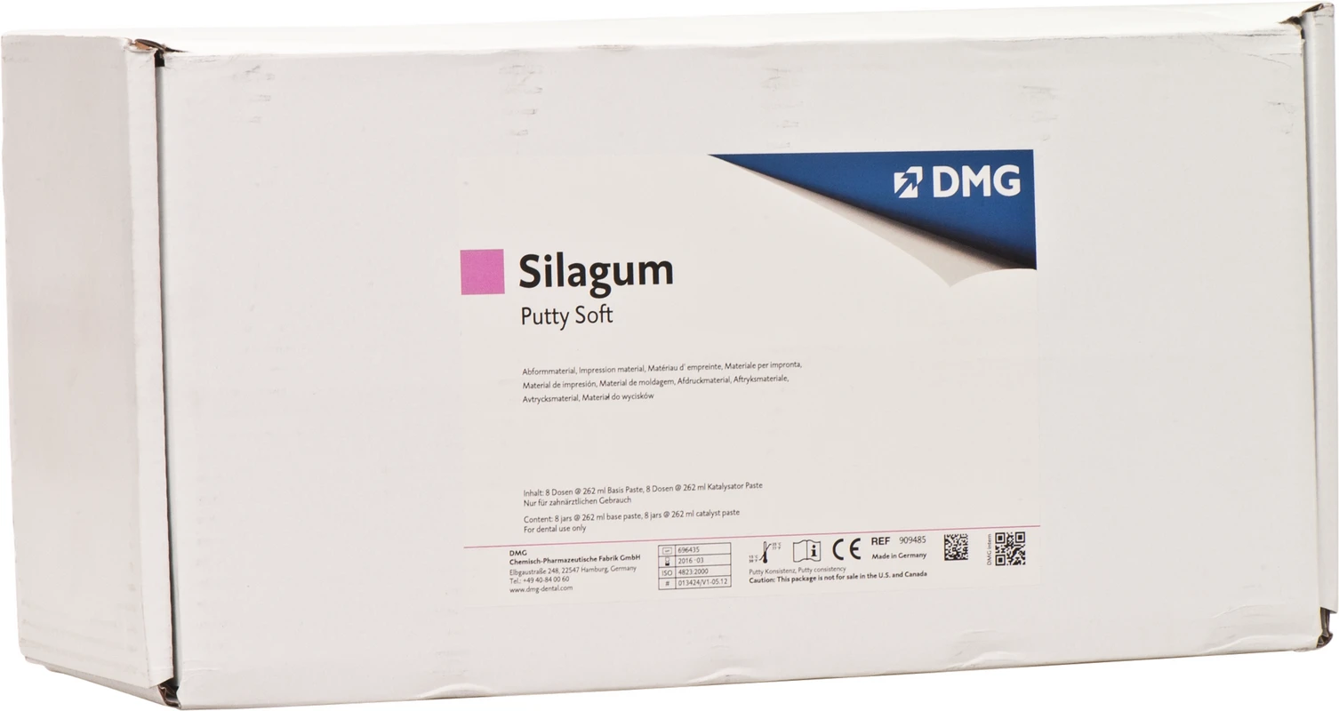 Silagum Putty Sparpackung 8 x 262 ml Basispaste, 8 x 262 ml Katalysatorpaste, Soft Silagum Putty DMG
