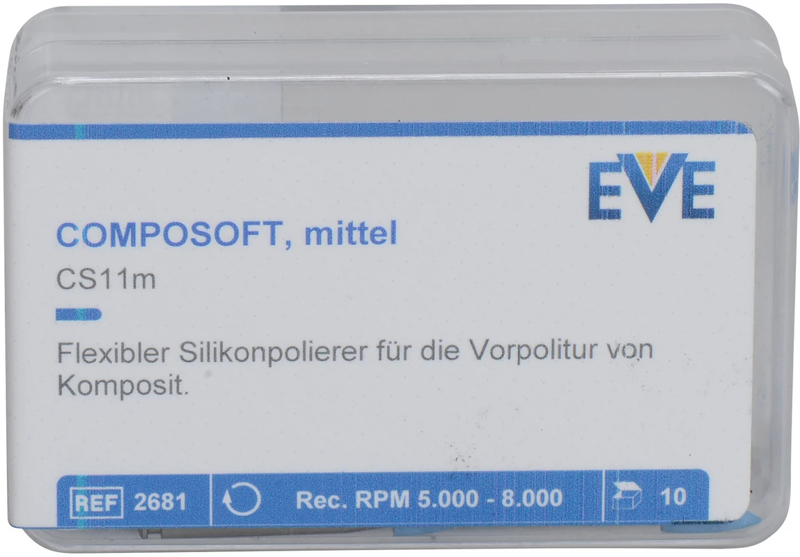 EVE COMPOSOFT Packung 10 Stück blau mittel, RA, Figur kleine Spitze, 3 x 7,5 mm