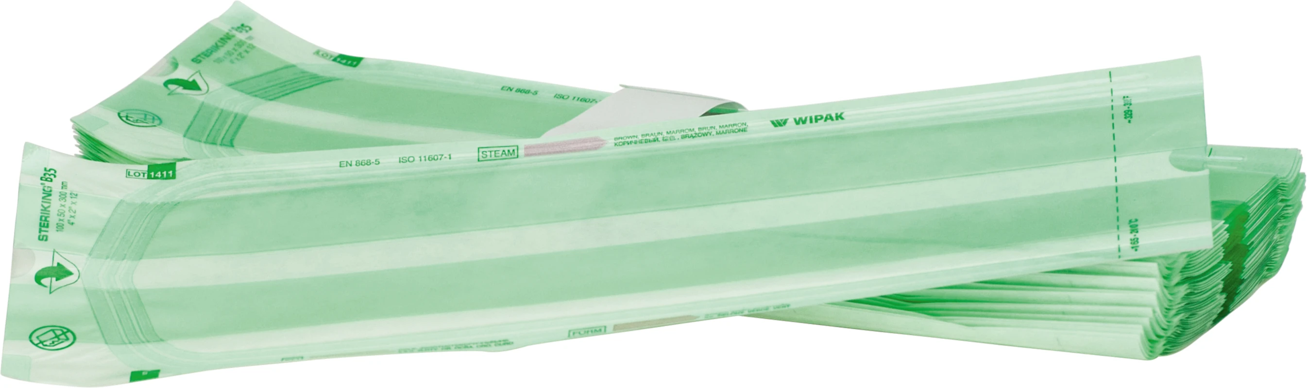 Beutel mit Seitenfalte Typ B Packung 10 x 50 Stück B 35-3P, 100 x 50 x 300 mm