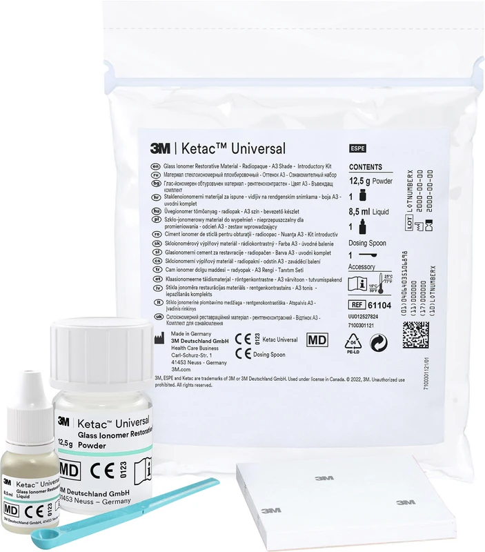 Ketac™ Universal Intro Kit A3, 12,5 g Pulver, 8,5 ml Liquid, 1 Dosierlöffel