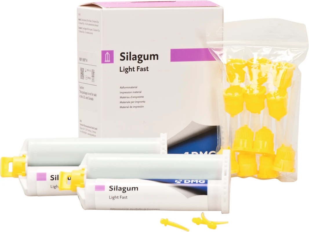 Silagum Light Packung 2 x 50 ml Doppelkartusche Fast, 12 Automix-Tips, 12 Intraoral-Tips