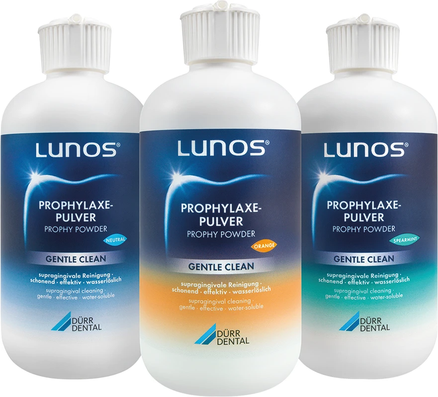 LUNOS® PROPHYLAXEPULVER GENTLE CLEAN Packung 4 x 180 g Orange