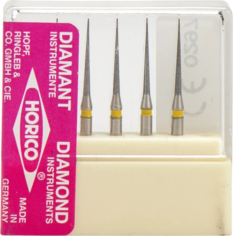 Diamantschleifer 166 Blister 5 Stück gelb x-fein, FG, Figur 166, 10 mm, ISO 010