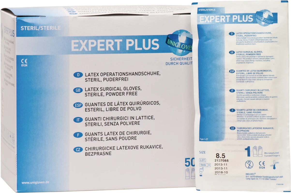 EXPERT PLUS Packung 50 Paar puderfrei, natur, Größe 8,5