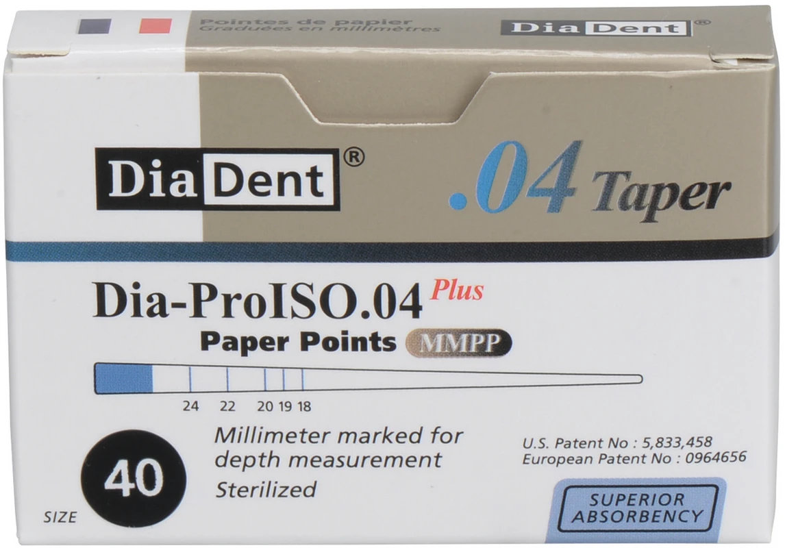 DiaDent® Dia-Pro Paper Points Packung 100 Stück Taper.04, ISO 040