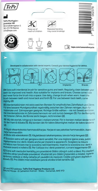 TePe® Interdentalbürsten Extra Soft Packung 8 Stück lila, Ø 1,1 mm