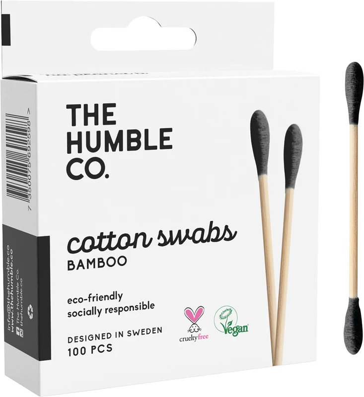 Humble Wattestäbchen Bambus Packung 100 Stück schwarz