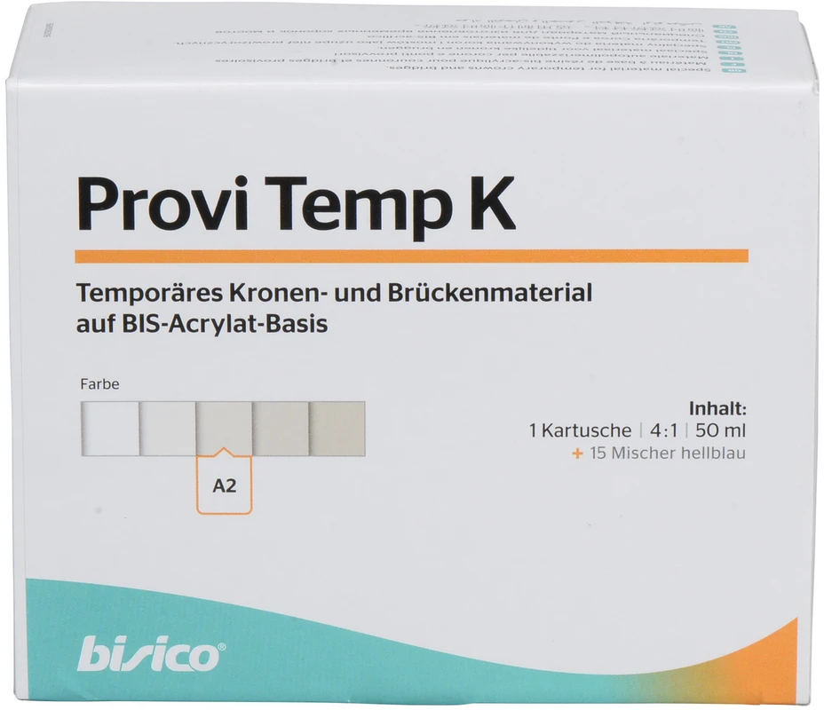 Provi Temp K Packung 50 ml Doppelkartusche A2, 15 Mischer hellblau 4:1