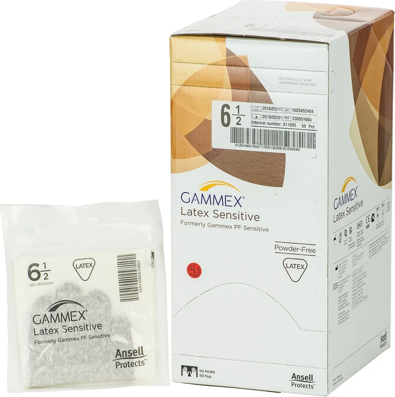 Gammex® Latex Sensitive Packung 50 Paar puderfrei, braun, Größe 6,5 Gammex® Latex Sensitive Ansell