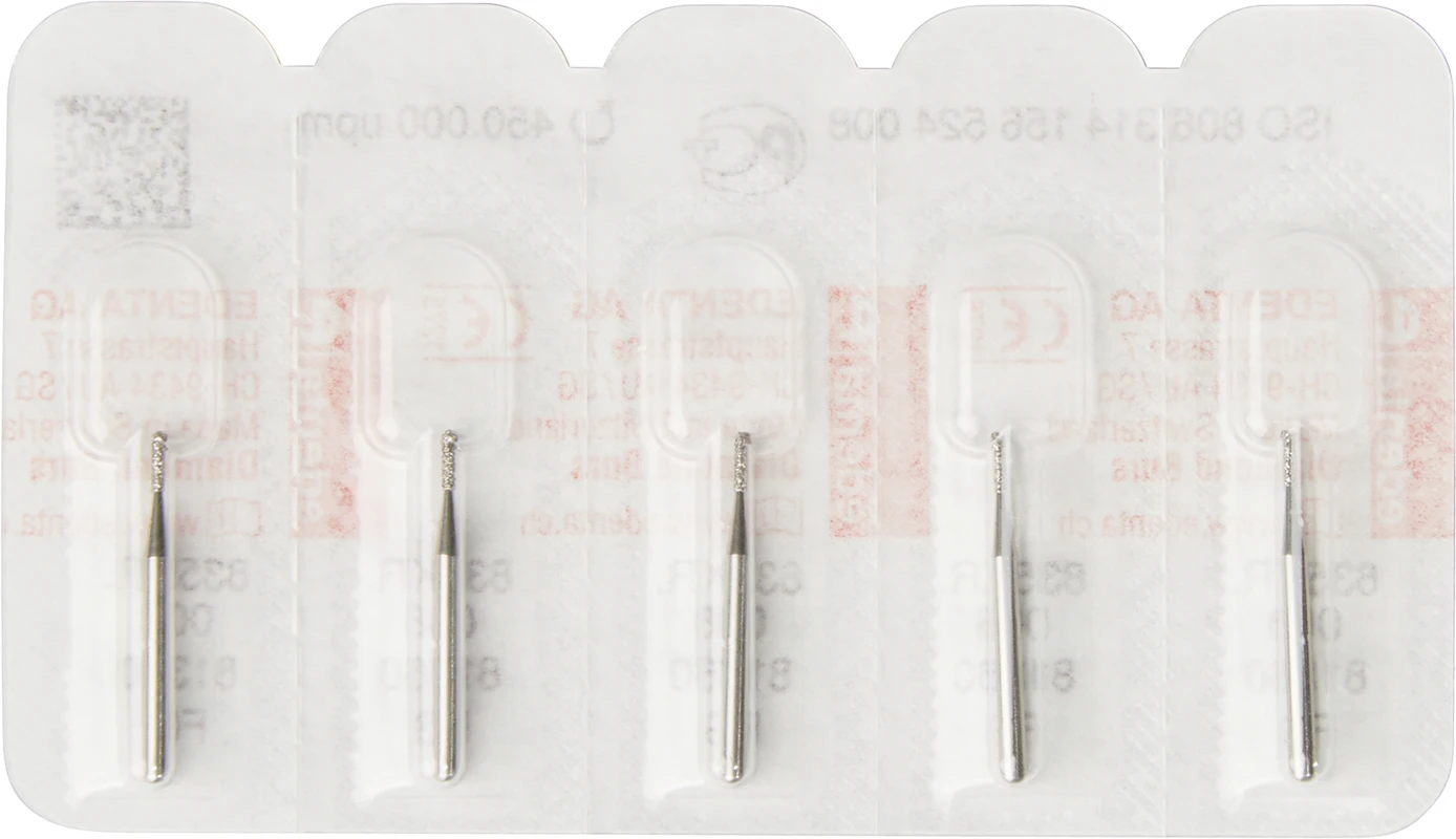 Diamanten 835KR Packung 5 Stück Standard, FG, Figur 156 Zylinder Kante rund, 3 mm, ISO 008