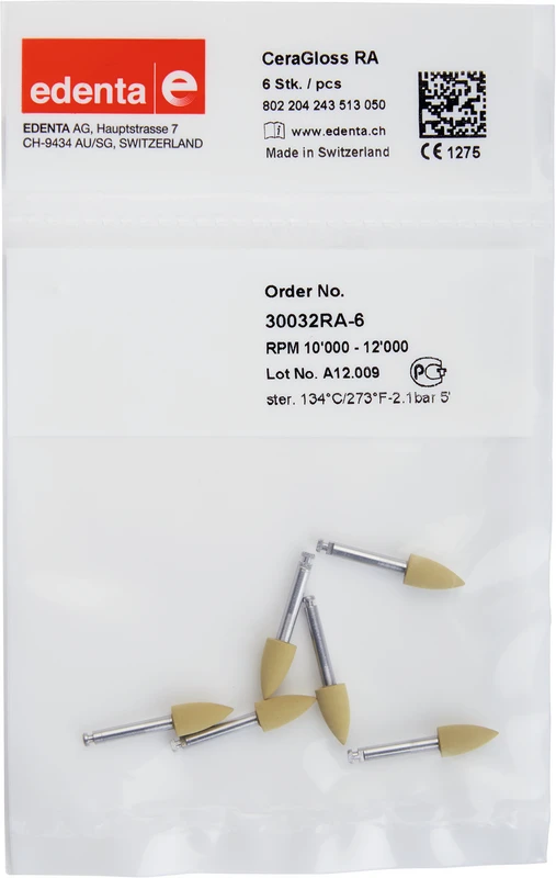 CeraGloss Packung 6 Stück gelb, RA, Figur 243, 10 mm, ISO 050