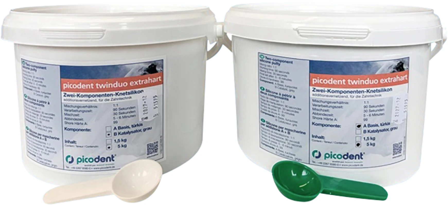 picodent® twinduo extrahart Packung 2 x 5 kg Eimer