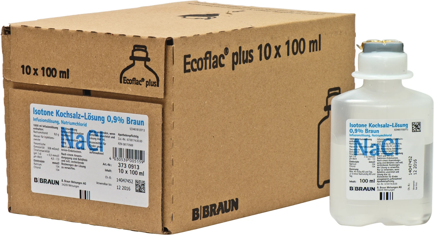 Kochsalzinfusionslösung 0,9% Karton 10 x 100 ml Flasche