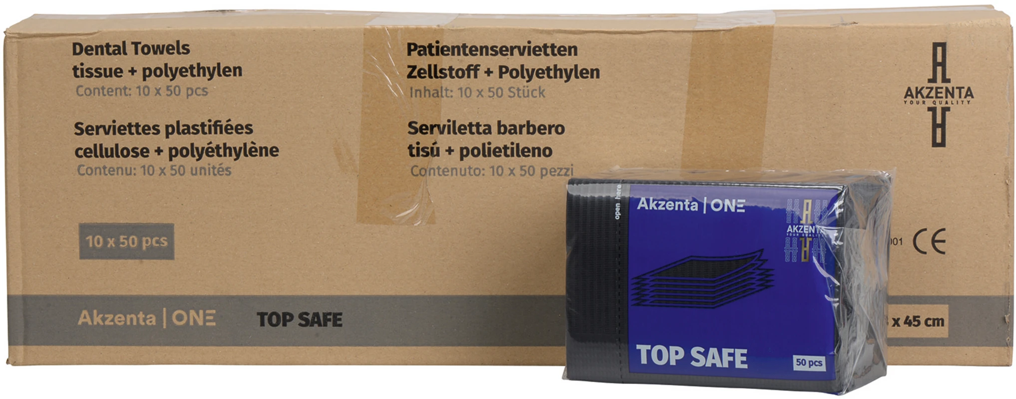 TOP SAFE Patientenservietten Karton 10 x 50 Stück schwarz, 33 x 45 cm, 2-lagig