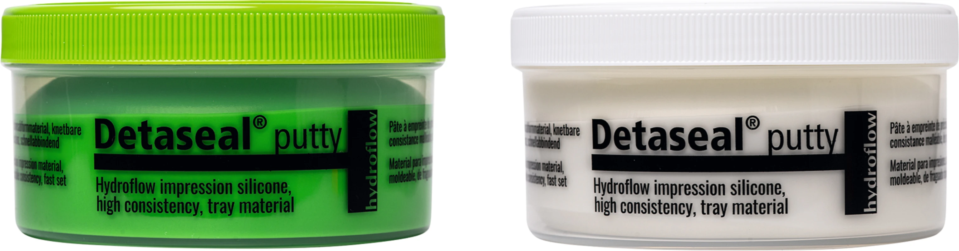 Detaseal® hydroflow putty Multipackung 2 x 250 ml Base, 2 x 250 ml Katalysator, Zubehör