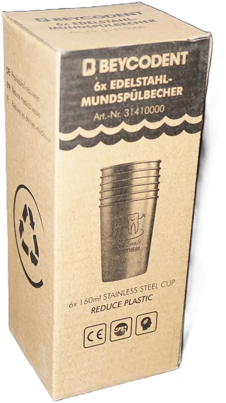 Mundspülbecher Edelstahl smile Beycodent